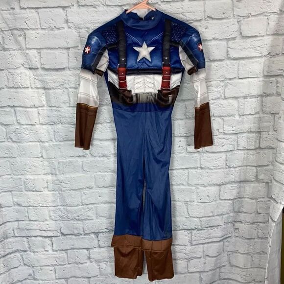 Marvel Other - Captain America muscle halloween costume and mask boys M 7-8